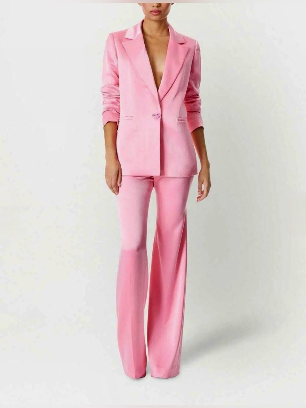 Alice + Olivia Pink Tailored Blazer with Wide-Leg Pants